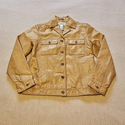 Chaqueta de cuero vintage Liz Claiborne Lizsport para mujer talla pequeña beige/crema Foto 1 de 4
