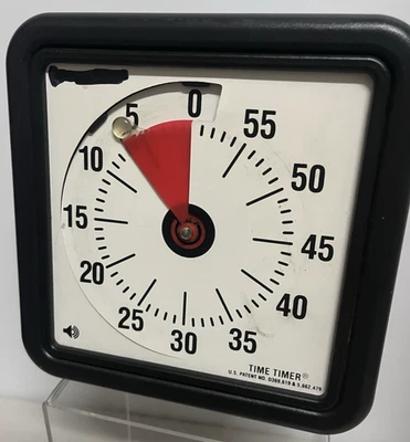 Time Timer Visual Clock Timer Square 7x7" Stand Beeps Plastic Wind Kids *Tested* - Image 1 of 4