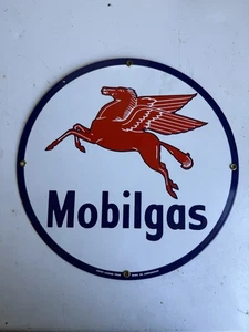 Vintage Ande Rooney Mobilgas Gas Station Porcelain Enameled Sign Red Pegasus 11” - Picture 1 of 6