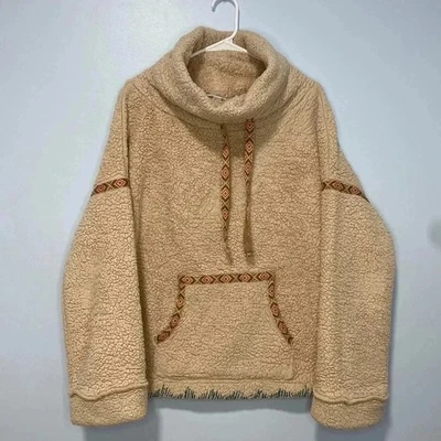 Suéter Sherpa Sundance Mountain Loft Grande Boho Beige Azteca Talla XS Foto 1 de 4