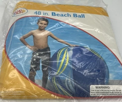 Sand N Sun 48" Inflatable Jumbo Beach Ball Blue M-PO2-0043-C Vintage - Image 1 of 3