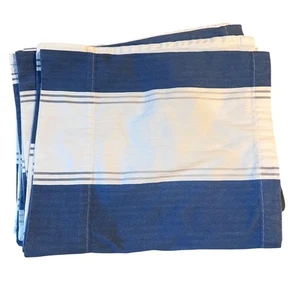 Pottery Barn Window Valence Set of 4 Blue White Stripe Rod Pocket Cotton Curtain - Picture 1 of 6