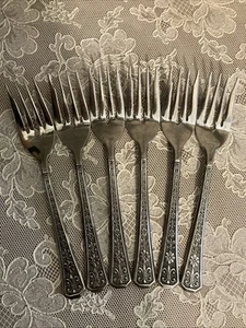 Vintage Interpur Japan Florenz Stainless Flatware Salad Forks Set Of 6 NICE!! - Picture 1 of 10