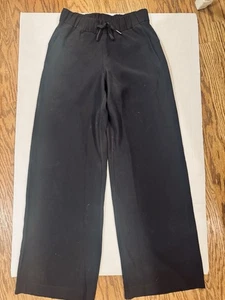 Lululemon Pants Womens 4 Black On the Fly 7/8 Wide Leg Stretch Waist Drawstring - Picture 1 of 5