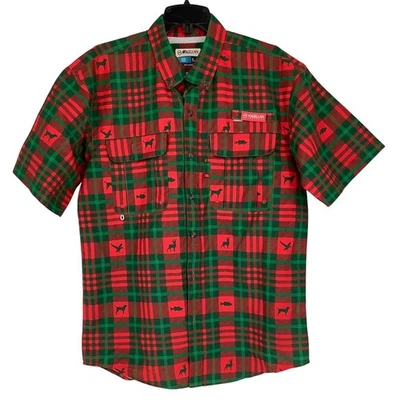 Magellan Outdoors Men's SM Red Laguna Madre Holiday Fishing Shirt Relaxed G25-15 - Image 1 of 3