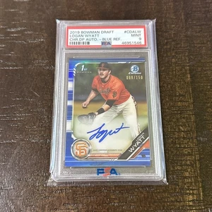 2019 BOWMAN CHROME DRAFT AUTO BLUE REFRACTOR LOGAN WYATT RC #/150 POP 4 PSA 9 - Picture 1 of 2