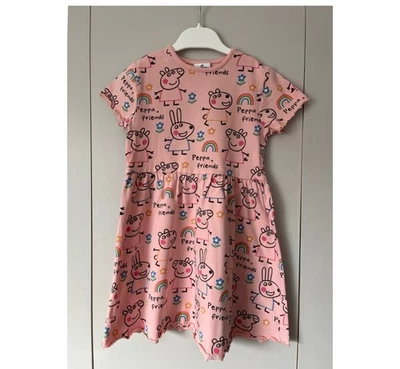 Peppa Pig & Friends Dress Jersey Age 5-6 Years Short Sleeves Pink Rainbow Flower - Image 1 of 4