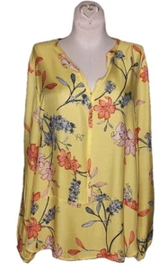 Zara Mujer - Túnica Amarilla Vibrante Estampado Floral con Mangas con Pestaña Enrollable - Talla Grande - Imagen 1 de 3