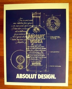 ABSOLUT DESIGN - c.1990's - 8"X11" - magazine vodka ad art print - Mint cond - Picture 1 of 2