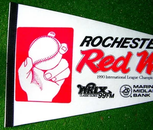 Rochester Red Wings Pennant White 1990 International League Champions 30" Full - Picture 1 of 2