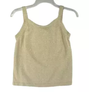 Camisa Wasserman Petites Mujer Talla M Dorada Seda y Correas Metálicas Tejida - Imagen 1 de 13