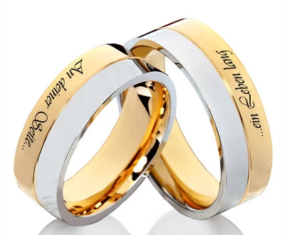 Partnerringe Trauringe Edelstahlringe mit individueller Lasergravur PO83L - Bild 1 von 3
