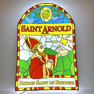 Saint St Arnold stain glass style LED acrylic sign game bar sign 23"X15" NOS - Picture 1 of 10