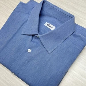Brioni Mens Dress Shirt Blue Button Down Cotton size 41 / 16 Italy - Picture 1 of 12