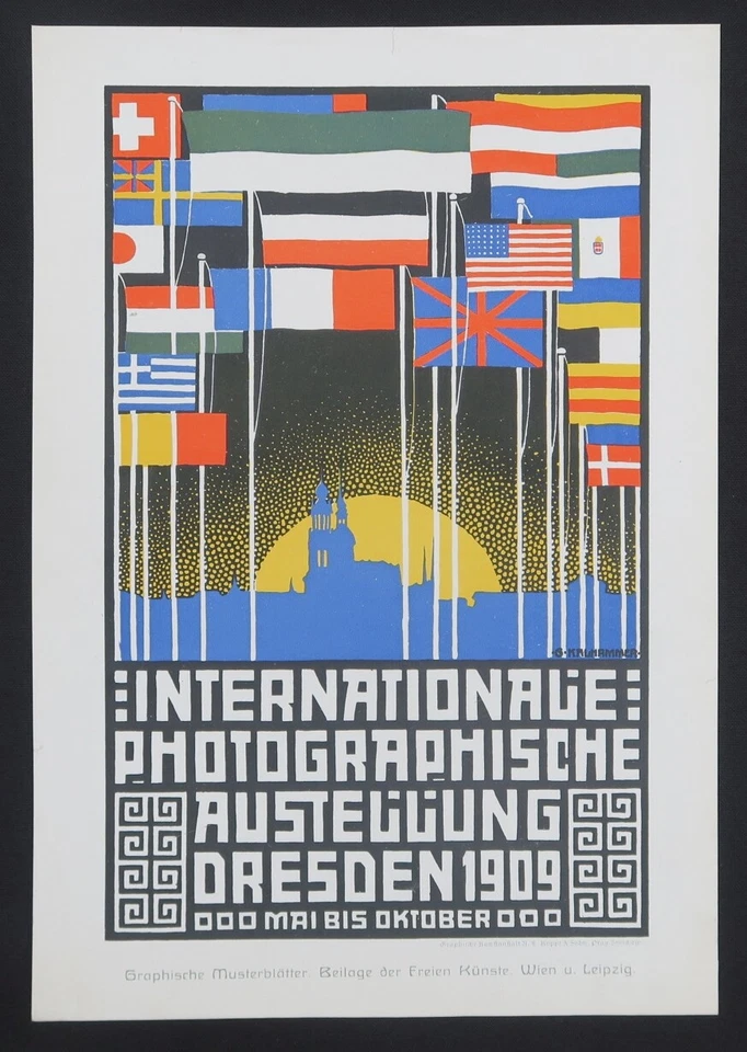 Planche PHOTO AUSTELLUNG DRESDEN Art Nouveau Jugendstil no Mucha poster 1909 - Photo 1/1