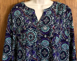 Croft & Barrow Paisley Shirt Button Front Long Sleeves Pockets Women's Size 2X - Picture 1 of 11