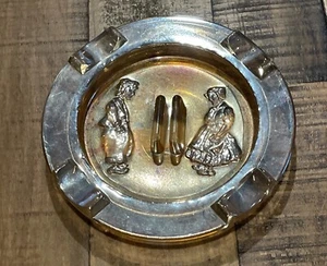 Dutch Boy And Girl Ashtray Marihold Carnival Glass Holland Ashtray Orange - Picture 1 of 7