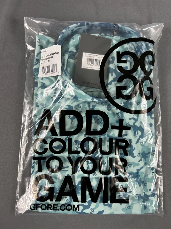 G/Fore G4 Men's Small Polo Shirt Green Camouflage MONS G4MF23K060