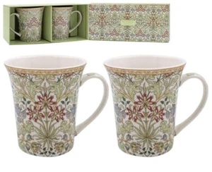 OFFICIAL WILLIAM MORRIS HYACINTH SET OF 2 CHINA COFFEE MUGS CUP NEW IN GIFT BOX - Picture 1 of 2
