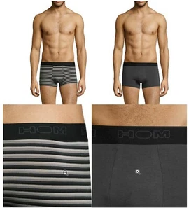 NEUF Lot 2 Boxers HOM L/5 gris rayures underwear caleçon slip pack sous vêtement - Imagen 1 de 7