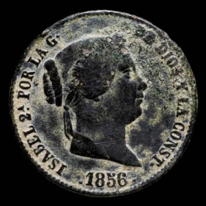 1856, 25 Centimos Escudo Isabel II, Segovia Mint - 27 mm / 9.44 gr. - Picture 1 of 3