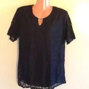 Women's Plus Size Black Relaxed Fit Blouse Top 1X - Picture 1 of 3