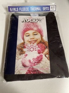 New - Girls Fleece Lined Thermal Set Size 5-7 Black Layer Underwear - Picture 1 of 3