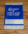 Original 1986 Chrysler Lebaron And Town & Country Owners Operators Manual 86
