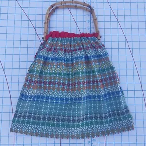 Bolso de alfombra bordado vintage hecho a mano mango de madera - Imagen 1 de 9