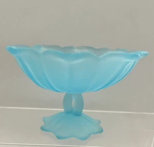 Westmorland Blue Satin Glass Tulip Style Footed Candy Dish Vintage - Picture 1 of 19