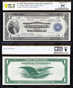 Amazing Crisp VCH/UNC 1918 $1 Kansas City FRBN Note! PCGS 64! TC211 - Picture 1 of 3