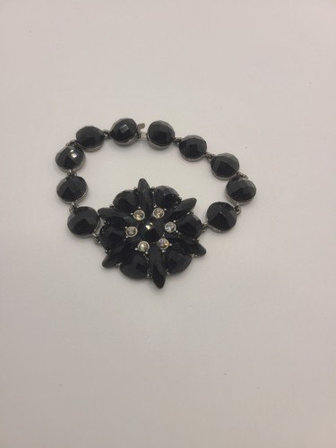 GIVENCHY Bracciale Givency Vintage Gemme Nere Design Fiore