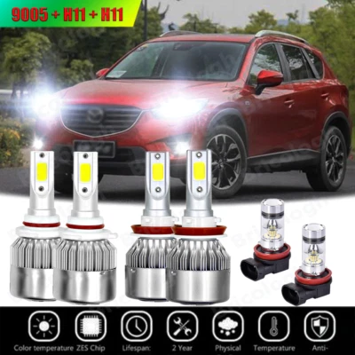 Para Mazda CX-5 2013-2016 - Kit de faros LED COB haz alto/bajo + bombillas antiniebla Foto 1 de 4