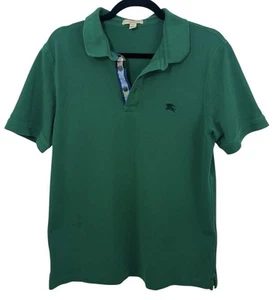 Burberry Brit Polo Shirt Men’s Large Green Collar Cotton Preppy Old Money - Picture 1 of 12