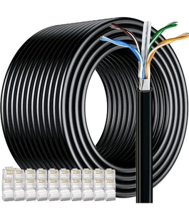 Cat 6 Outdoor Ethernet Cable 328Ft/100M (20 RJ45), Cat 6 Shielded Ethernet Cable - Photo 1/6
