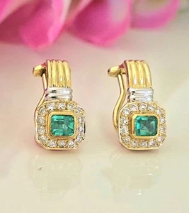 Ohrringe Smaragd Diamanten Gold 750 18k Emerald Brillanten Ohrclips - Bild 1 von 3
