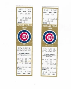 Chicago Cubs vs St. Louis Cardinals Unused Baseball Tickets from 4/12/1989 - Picture 1 of 2