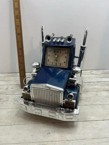 American Big Rig Truck Novelty Alarm Clock Vintage Blue With Lights And Sounds - Picture 1 of 11