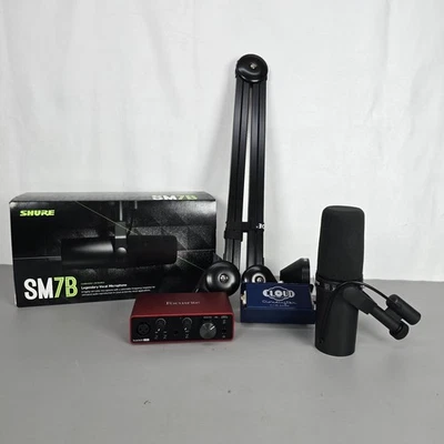 Authentic Shure SM7B Vocal Microphone RODE Boom, Scarlett Solo, Cloud Lifter CL1 - Image 1 of 4