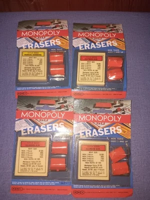 Borrachas vintage 1984 Monopoly ADI Inc. Lote de 4 cartas em cartões pobres Toys R' Us - Imagem 1 de 4