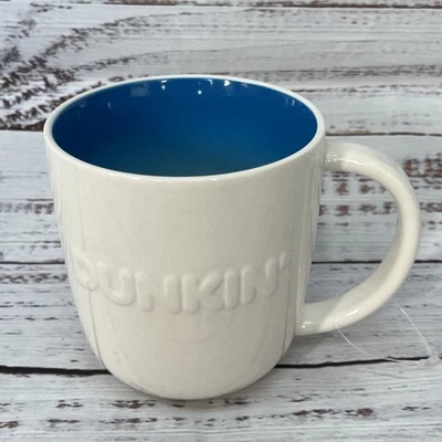 Dunkin Donuts Coffee Tea Mug 20oz Cup White With Blue Ombré Interior BEAUTIFUL - Image 1 of 4