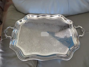 altes versilbertes Metall Tablett Goldschmied Reiter 59,5 cm - Bild 1 von 6