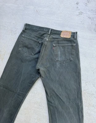 Vintage Levis Jeans Mens 34x32 Green 501 Button Fly Straight Denim Pants USA 90s - Image 1 of 4