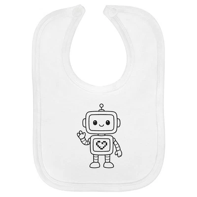 Babero de bebé de algodón suave 'Love Heart Robot' (BI00068285) Foto 1 de 3