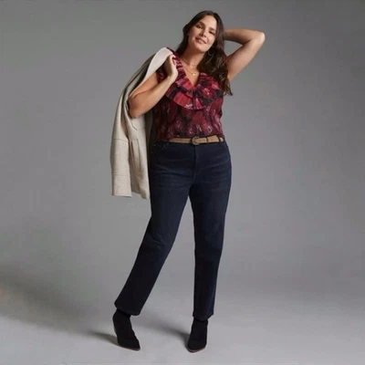 Anthropologie Pilcro 复古直高腰牛仔裤深色牛仔布 18W 全新带标签 — 第 1/4 张图片