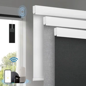 Persianas Motorizadas con Control Remoto, [Paneles Solares Gratis] 36"W x 72"H Luz Negro - Imagen 1 de 6