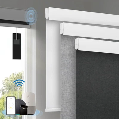 Motorized Blinds with Remote, [Free Solar Panels] 36"W x 72"H Light Black - Image 1 of 4