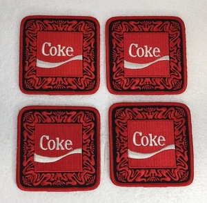 COCA~COLA     SET OF FOUR  (4)  CLOTH & CORK  GLASS/MUG  COASTERS - Picture 1 of 8