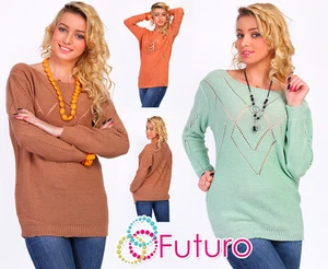 Damas Mediano Suave Tejido Invierno Saltador Barco Cuello Suéter Top Túnica Talla 10-12 W3 - Imagen 1 de 5