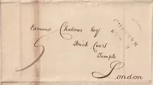 1802 2/LINE CHESTER DATED POSTMARK WRAPPER TO EDMUND CHALMER BRICK COURT LONDON - Picture 1 of 2